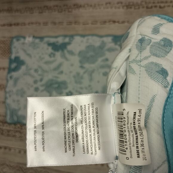 The Pioneer Woman Evie 2-Piece King Quilt Sham Set Quilted Teal Zipper Closure - Picture 6 of 6